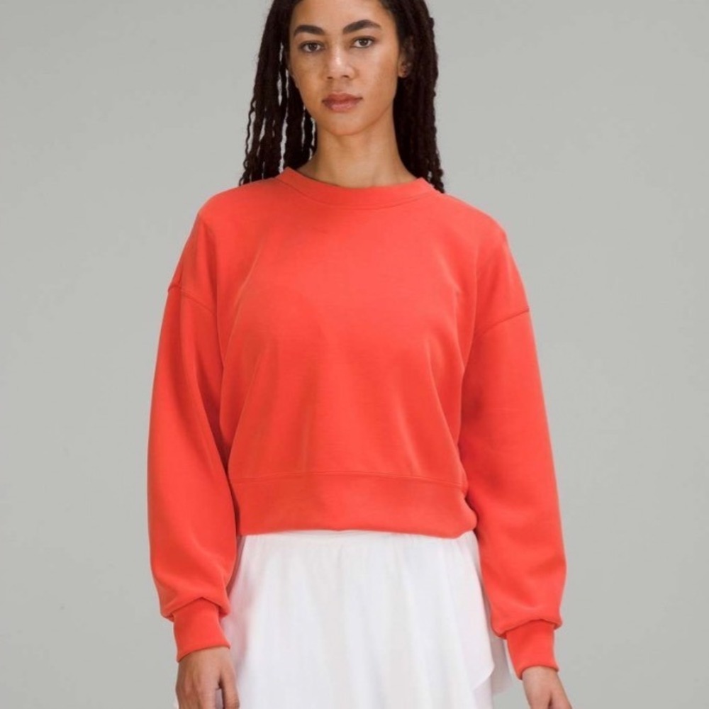 Lululemon Softstreme Perfectly Oversized Cropped Crew Solar Orange 10